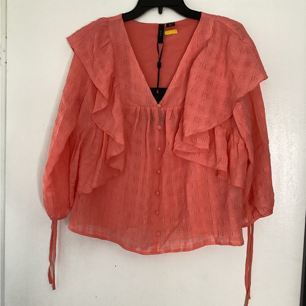 Chic Coral Ruffle Blouse 10